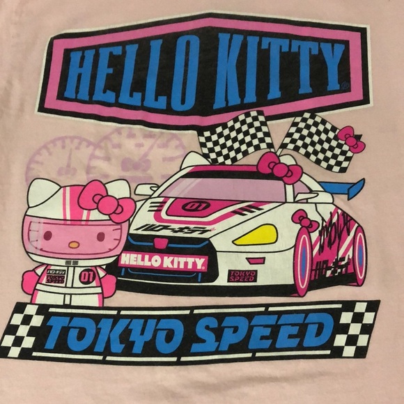 Hello Kitty by Sanrio Women’s Light Pink Tokyo Speed Racing Cotton Tee Medium - Picture 3 of 9